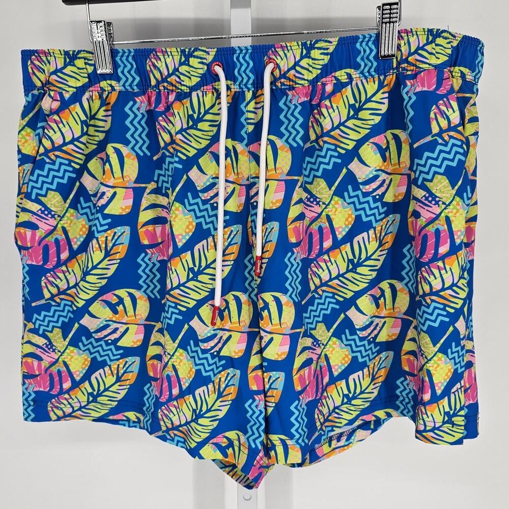 Shinesty Mens Sz 2XL Swimsuit Swim Trunks Lined Bright Floral w/ Ball Hammock